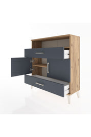 Arges Şifonyer 3 Raflı 2 Çekmeceli 2 Kapaklı 88x30x96 Çam-Antrasit