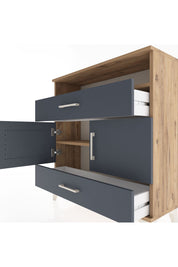 Arges Şifonyer 3 Raflı 2 Çekmeceli 2 Kapaklı 88x30x96 Çam-Antrasit