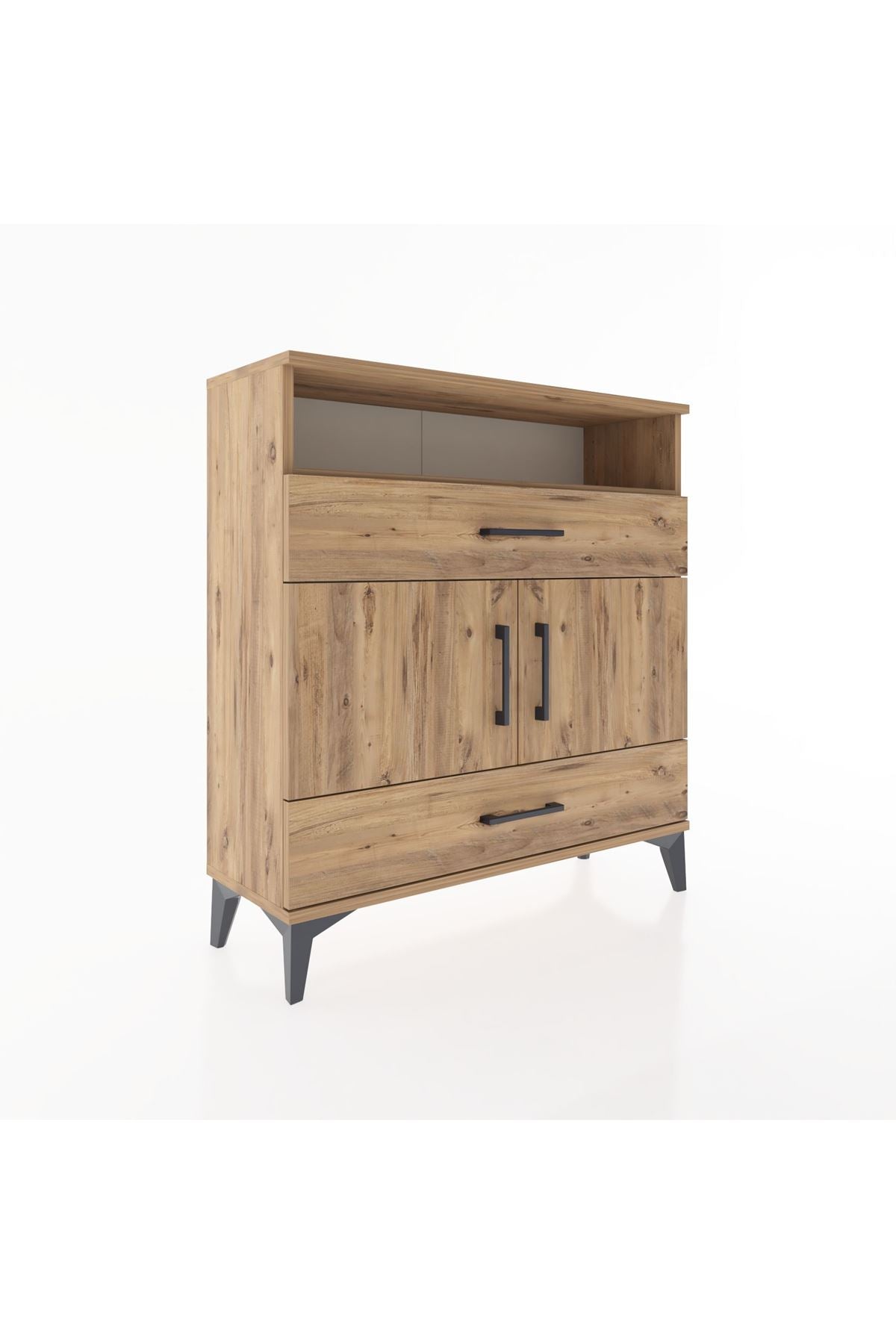 Arges Şifonyer 3 Raflı 2 Çekmeceli 2 Kapaklı 88x30x96 Çam-Çam