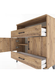 Arges Şifonyer 3 Raflı 2 Çekmeceli 2 Kapaklı 88x30x96 Çam-Çam