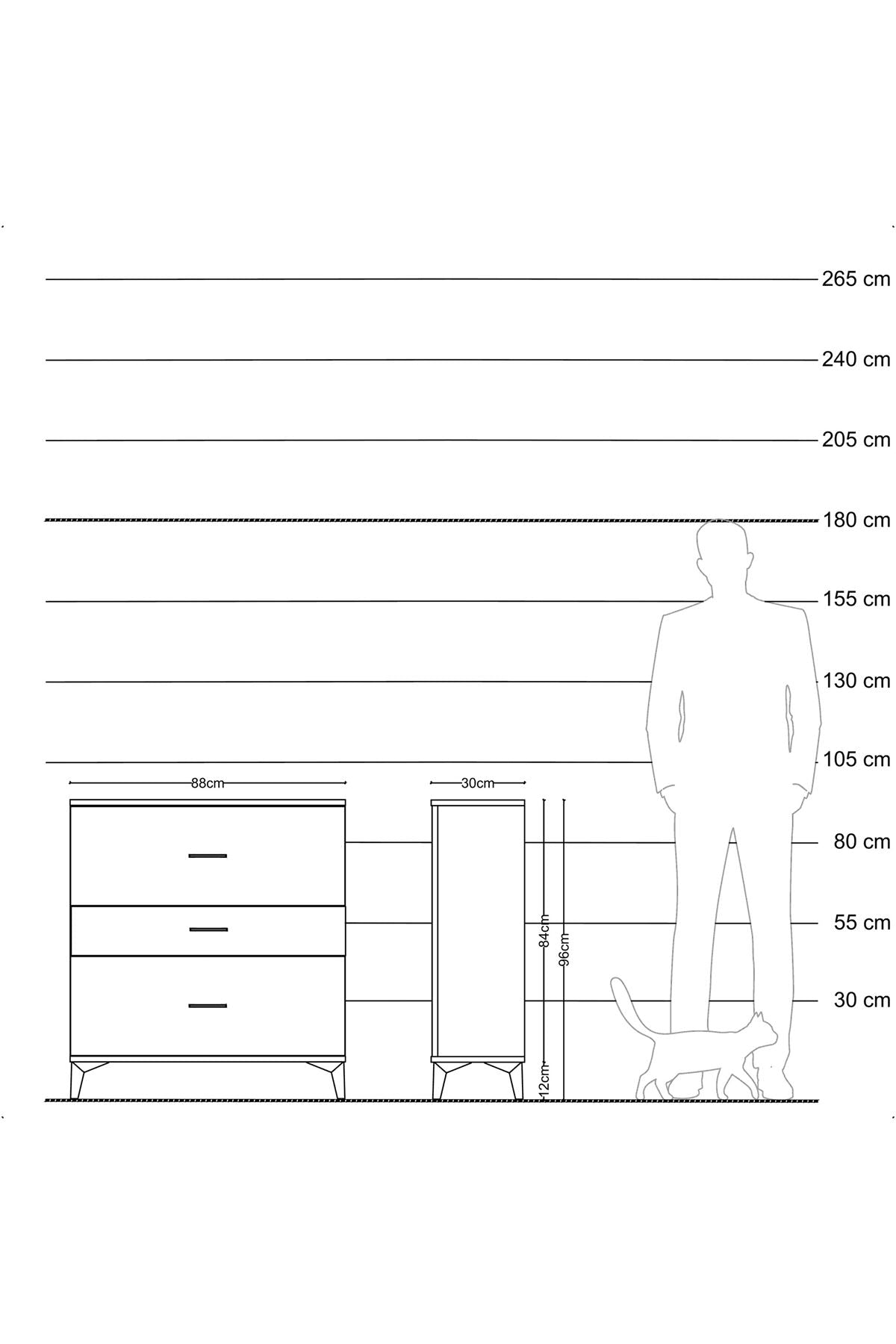 Arges Şifonyer 3 Çekmeceli 88x30x96 Antrasit-Antrasit