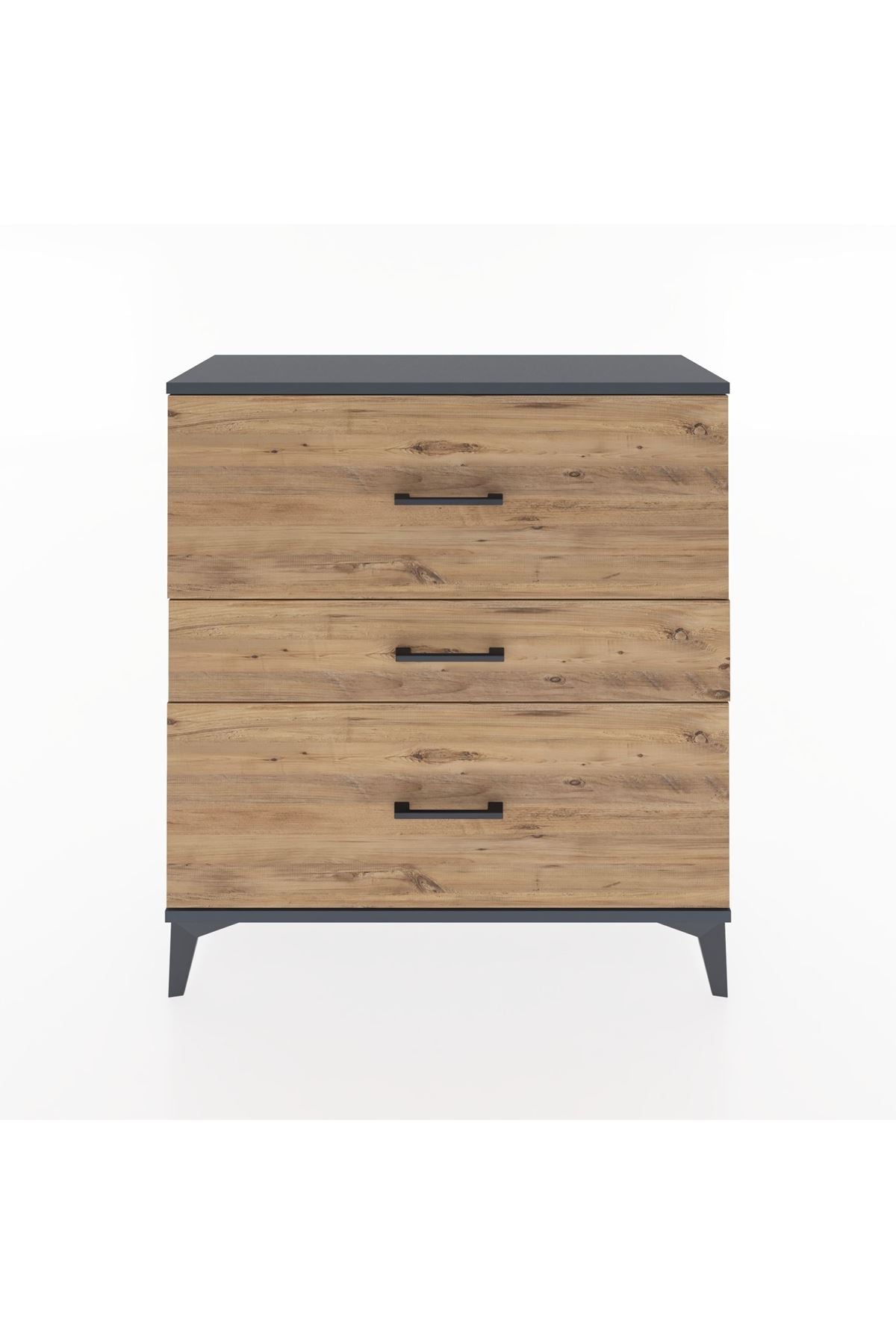 Arges Şifonyer 3 Çekmeceli 88x30x96 Antrasit-Çam