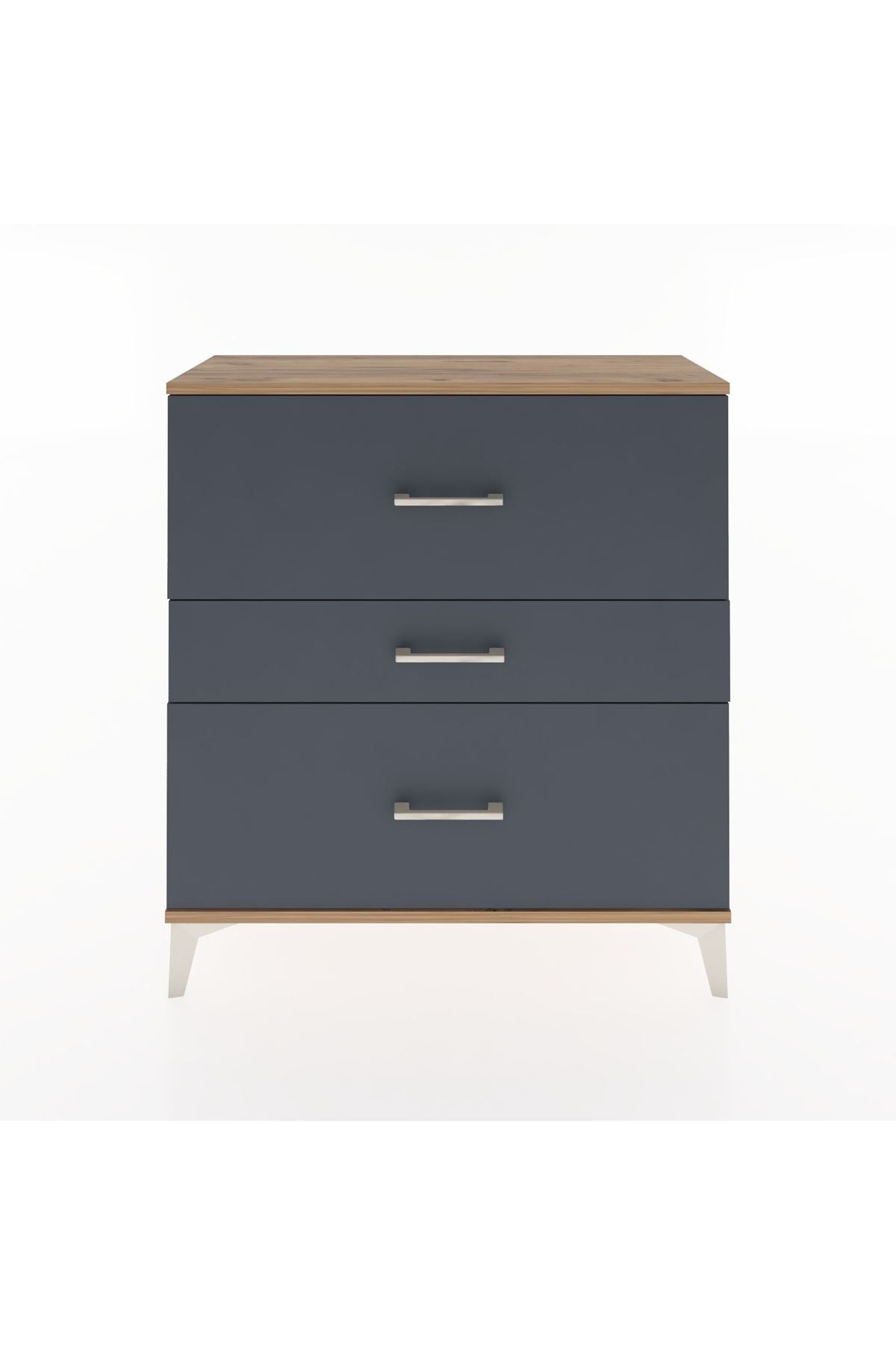 Arges Şifonyer 3 Çekmeceli 88x30x96 Çam-Antrasit