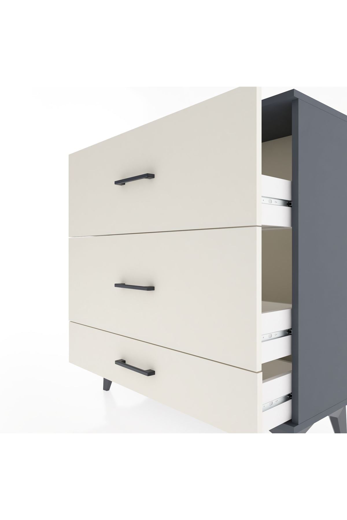 Arges Şifonyer 3 Çekmeceli 88x30x96 Antrasit-Aytaşı