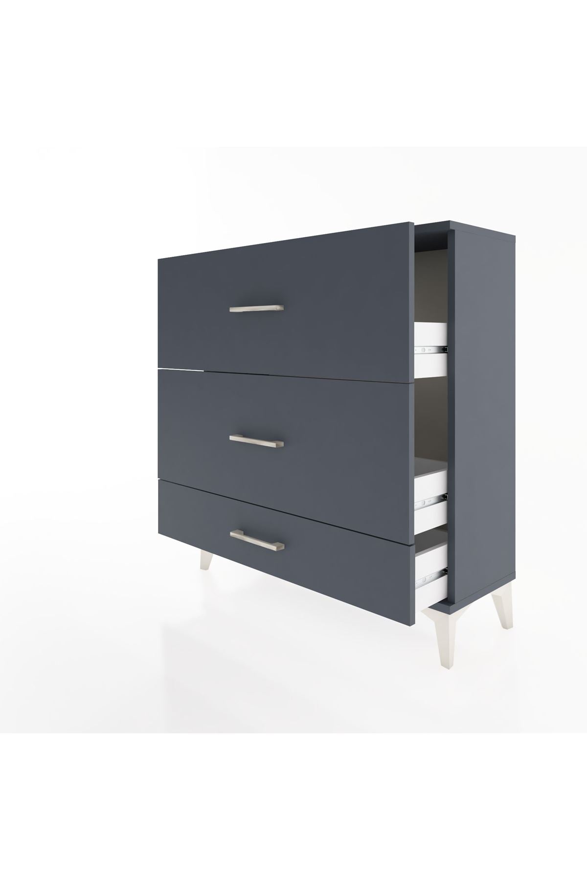 Arges Şifonyer 3 Çekmeceli 88x30x96 Antrasit-Antrasit