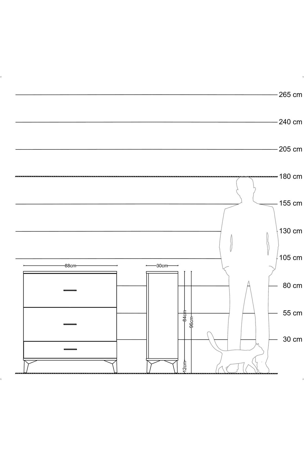 Arges Şifonyer 3 Çekmeceli 88x30x96 Antrasit-Antrasit