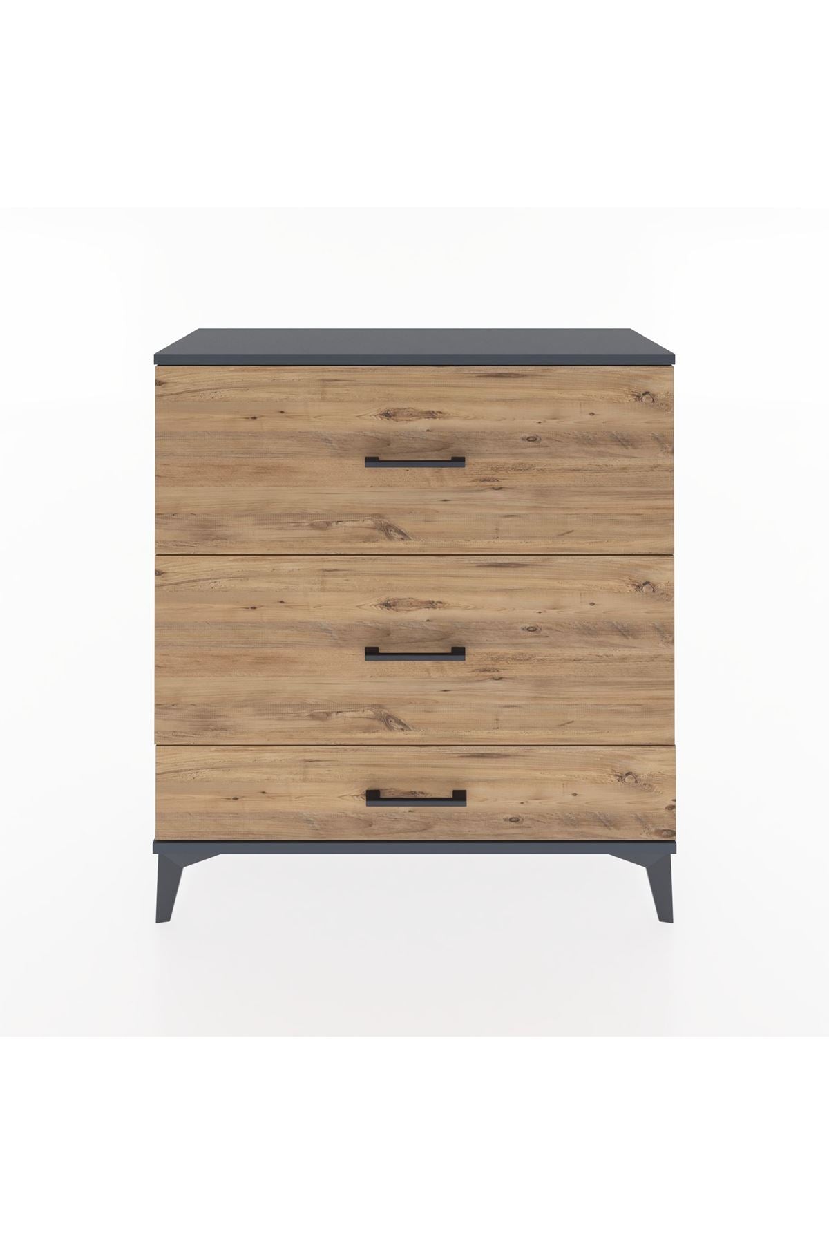 Arges Şifonyer 3 Çekmeceli 88x30x96 Antrasit-Çam