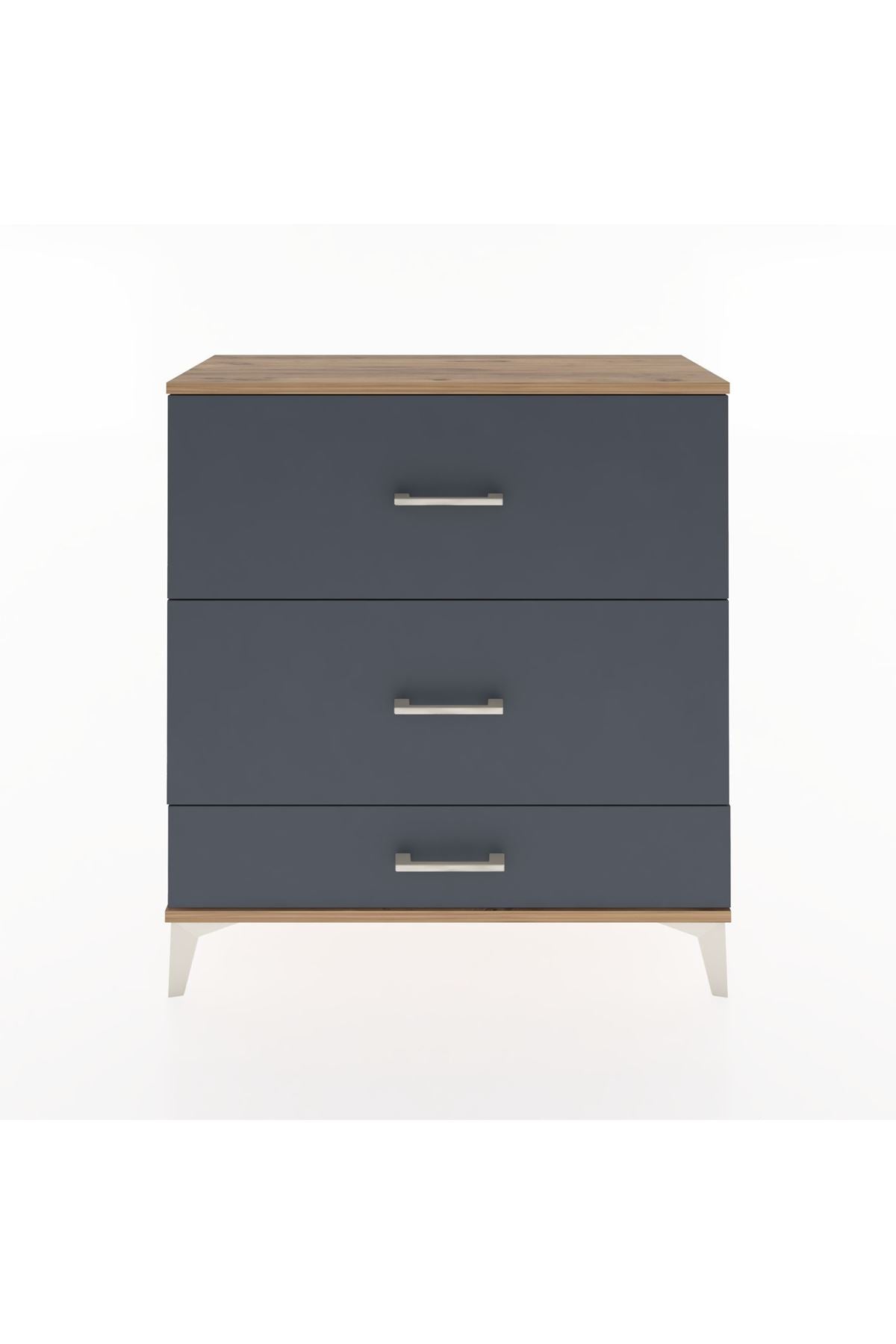 Arges Şifonyer 3 Çekmeceli 88x30x96 Çam-Antrasit