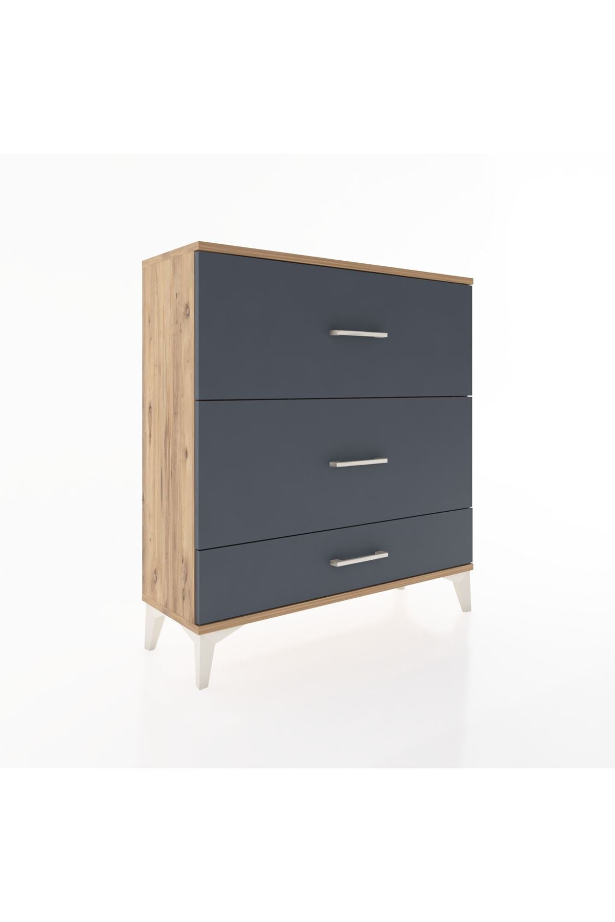 Arges Şifonyer 3 Çekmeceli 88x30x96 Çam-Antrasit