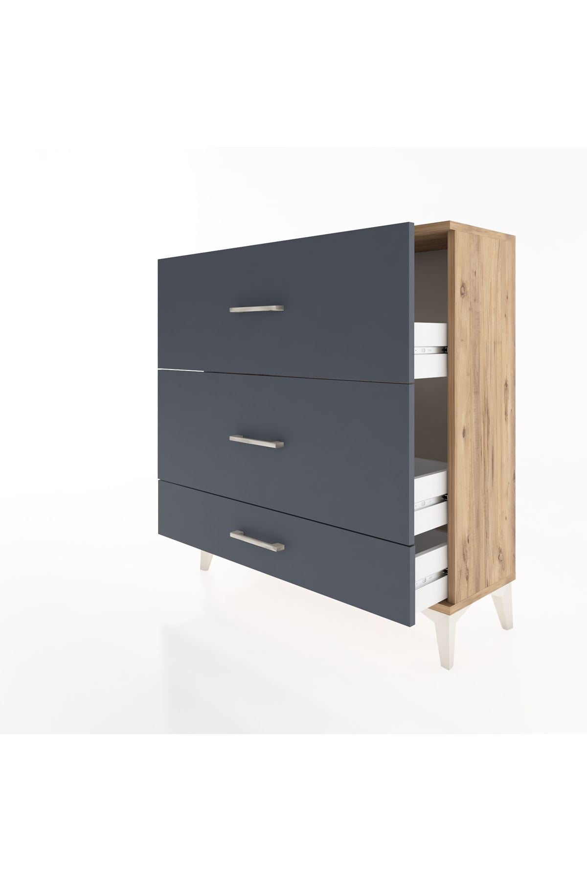 Arges Şifonyer 3 Çekmeceli 88x30x96 Çam-Antrasit