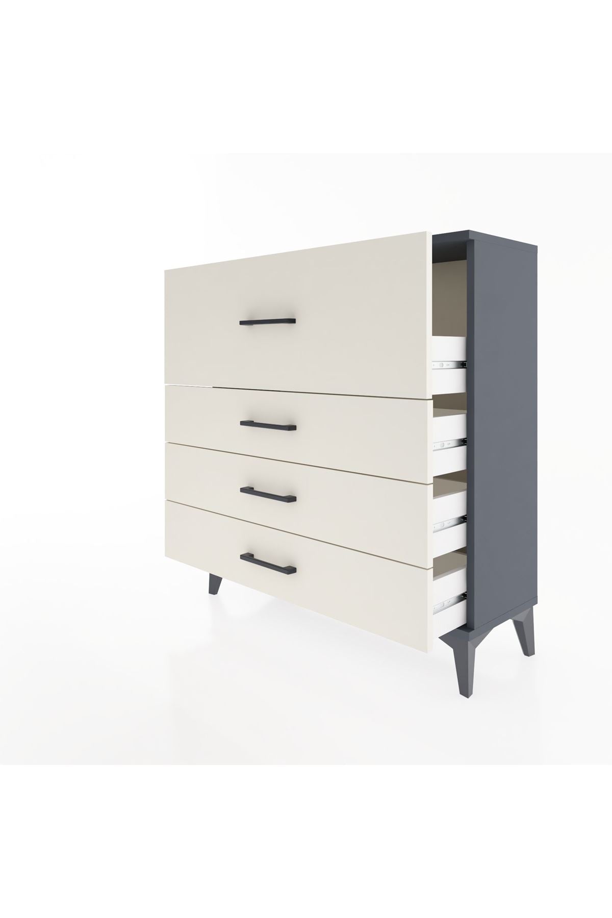 Arges Şifonyer 4 Çekmeceli 88x30x96 Antrasit-Aytaşı