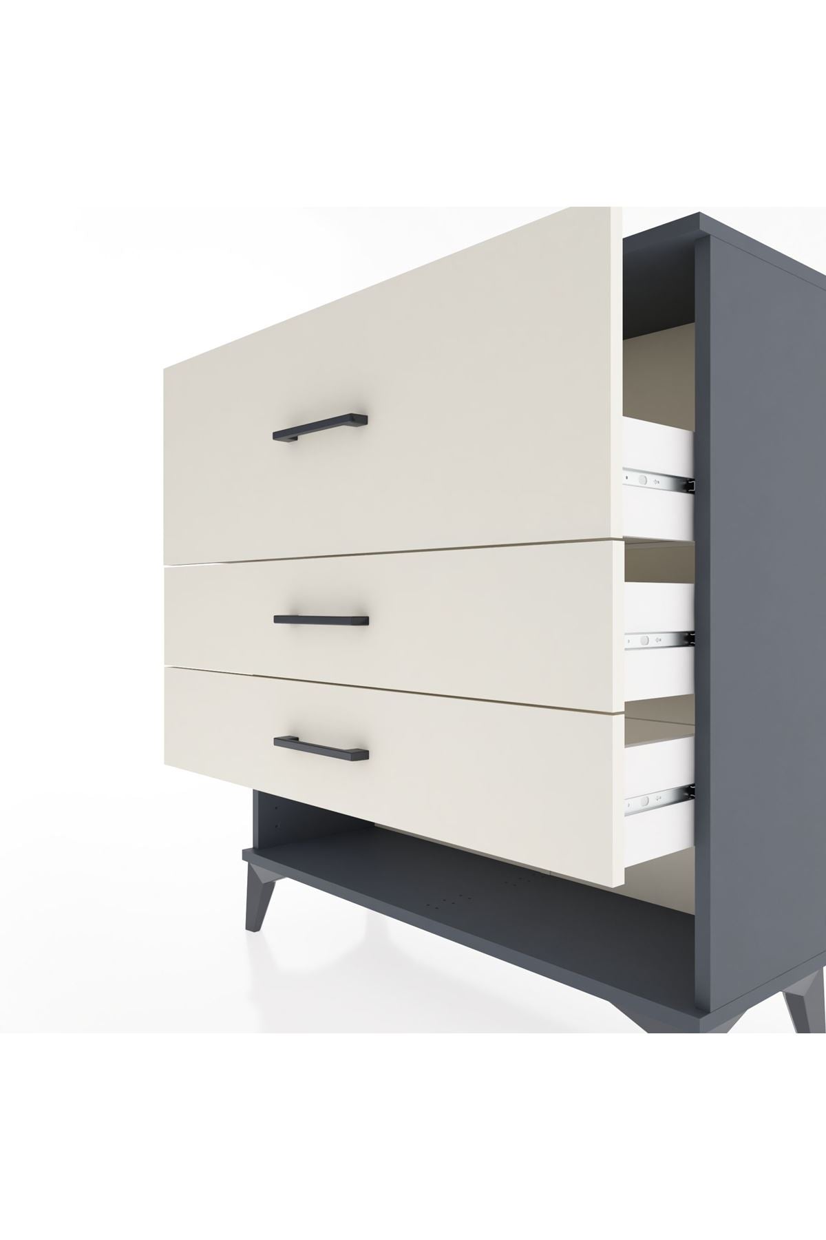 Arges Şifonyer 3 Çekmeceli 88x30x96 Antrasit-Aytaşı