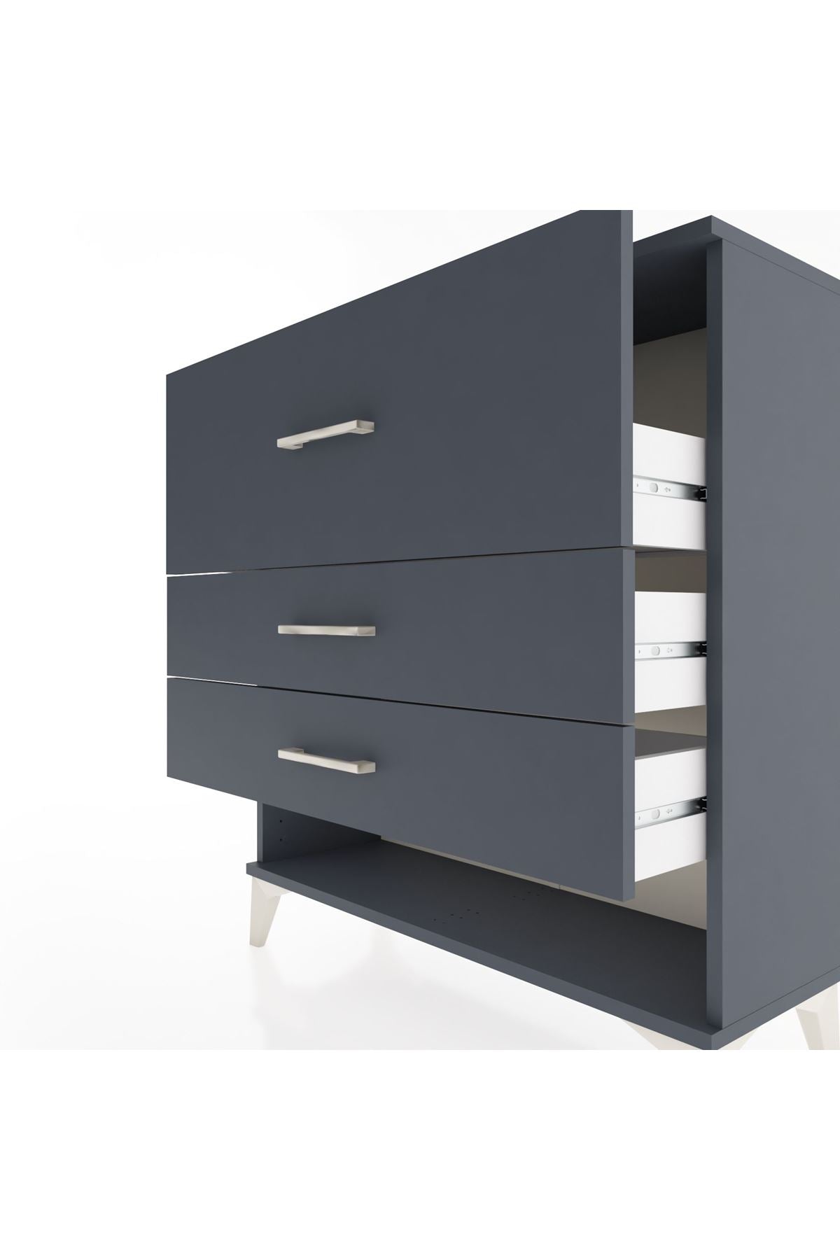 Arges Şifonyer 3 Çekmeceli 88x30x96 Antrasit-Antrasit