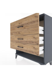 Arges Şifonyer 3 Çekmeceli 88x30x96 Antrasit-Çam