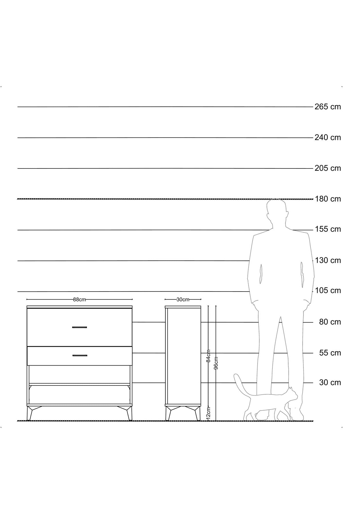 Arges Şifonyer Tek Raflı 2 Çekmeceli 88x30x96 Aytaşı-Aytaşı