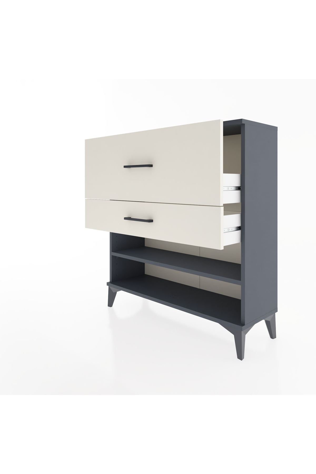 Arges Şifonyer Tek Raflı 2 Çekmeceli 88x30x96 Antrasit-Aytaşı