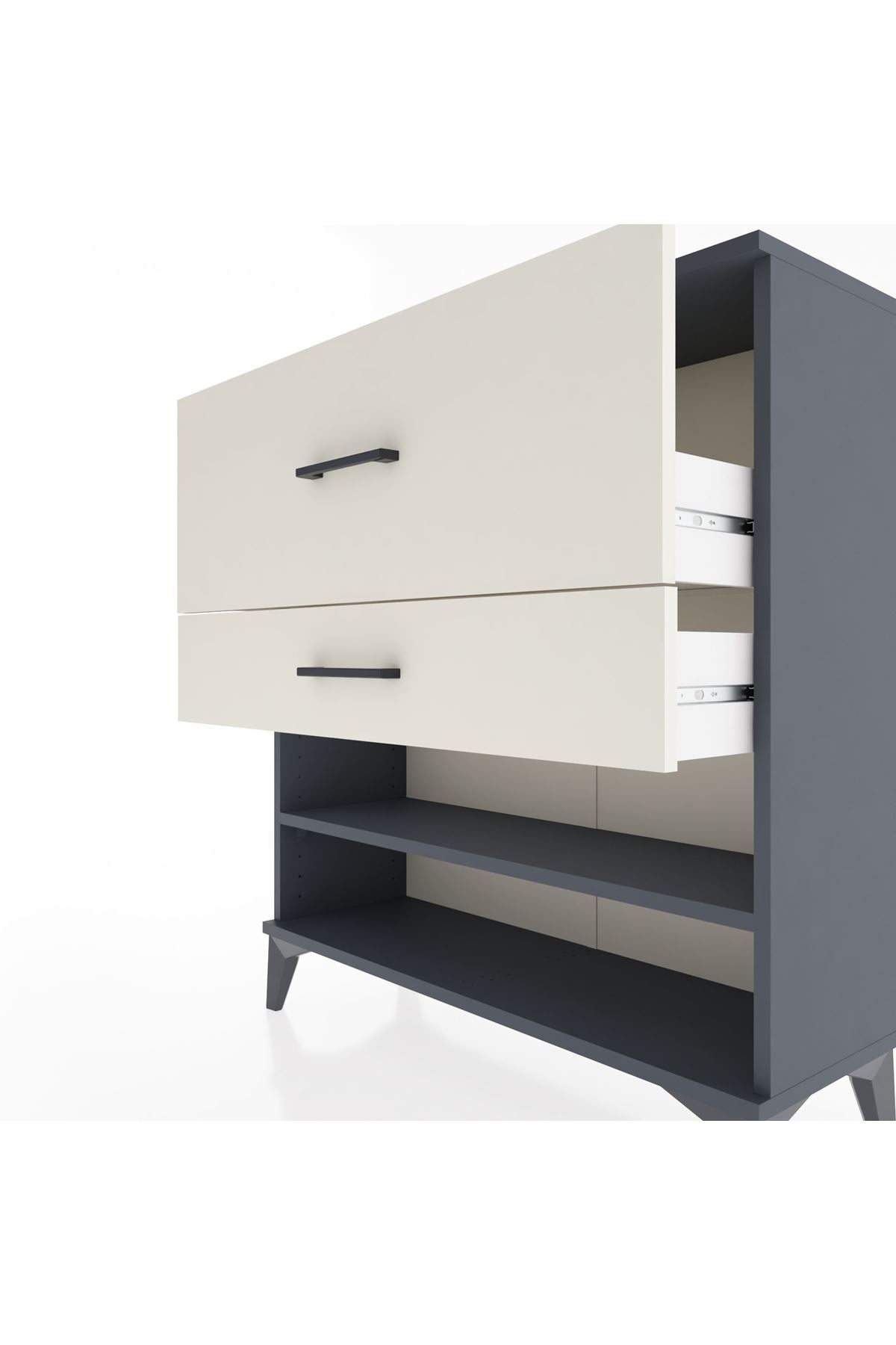 Arges Şifonyer Tek Raflı 2 Çekmeceli 88x30x96 Antrasit-Aytaşı