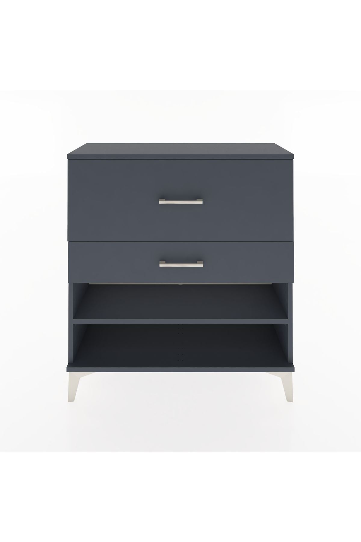 Arges Şifonyer Tek Raflı 2 Çekmeceli 88x30x96 Antrasit-Antrasit