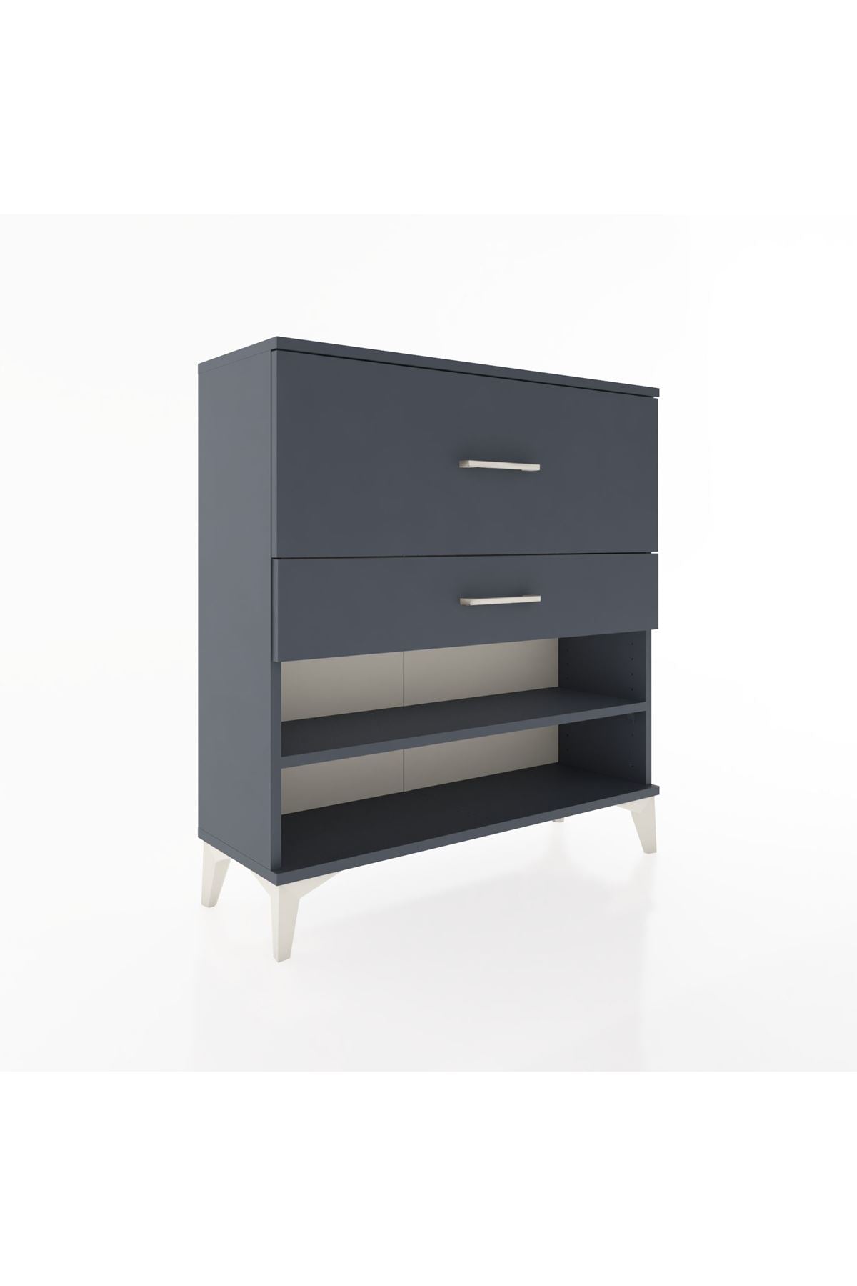 Arges Şifonyer Tek Raflı 2 Çekmeceli 88x30x96 Antrasit-Antrasit