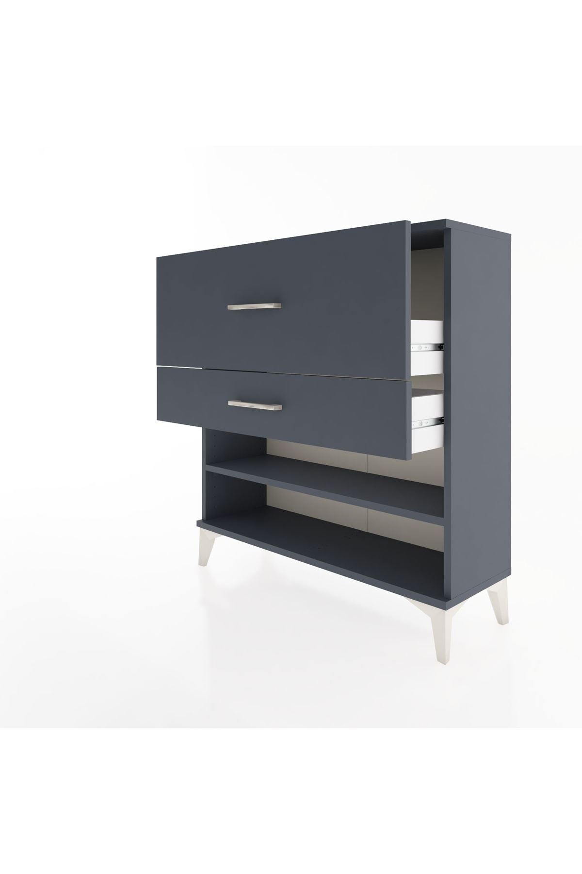 Arges Şifonyer Tek Raflı 2 Çekmeceli 88x30x96 Antrasit-Antrasit