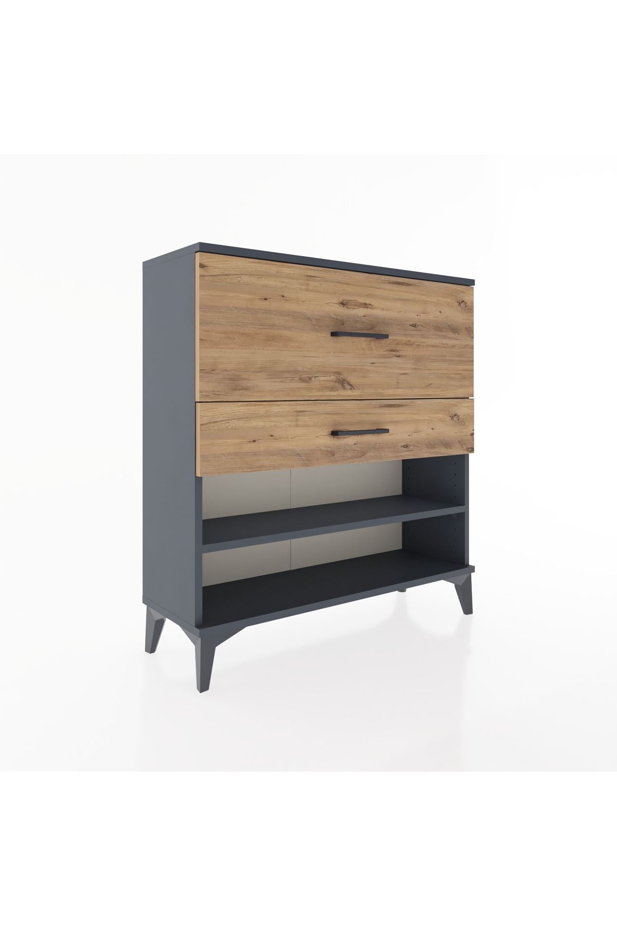 Arges Şifonyer Tek Raflı 2 Çekmeceli 88x30x96 Antrasit-Çam