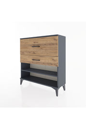 Arges Şifonyer Tek Raflı 2 Çekmeceli 88x30x96 Antrasit-Çam