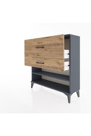 Arges Şifonyer Tek Raflı 2 Çekmeceli 88x30x96 Antrasit-Çam