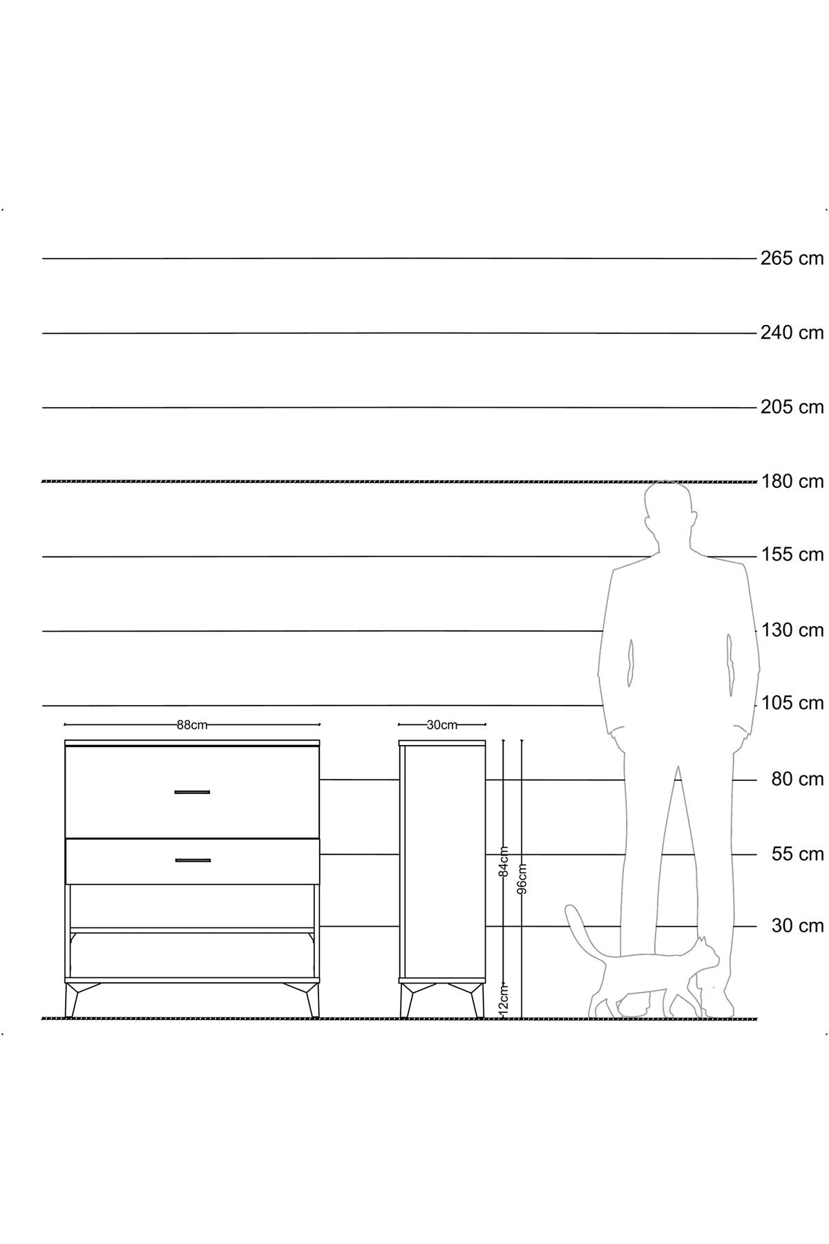 Arges Şifonyer Tek Raflı 2 Çekmeceli 88x30x96 Çam-Aytaşı