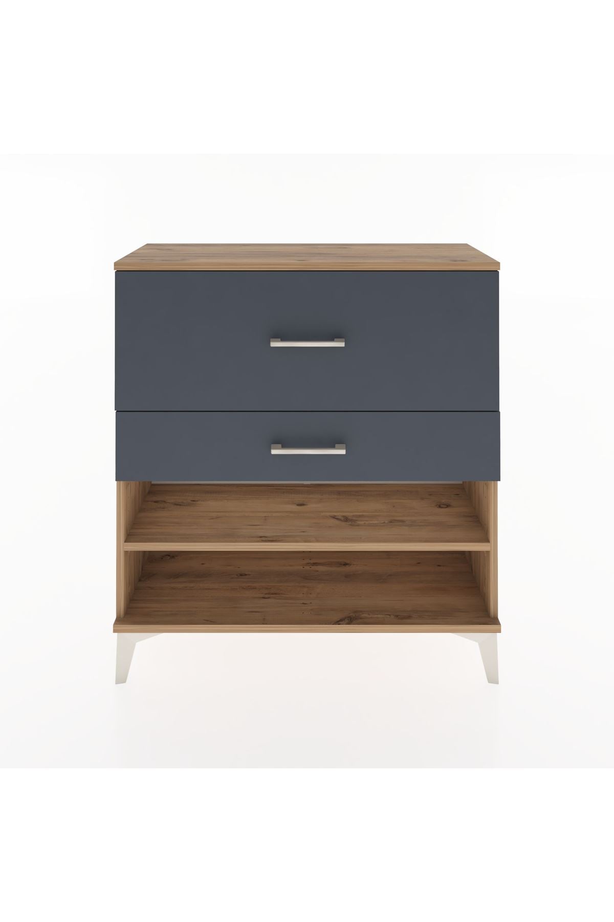 Arges Şifonyer Tek Raflı 2 Çekmeceli 88x30x96 Çam-Antrasit