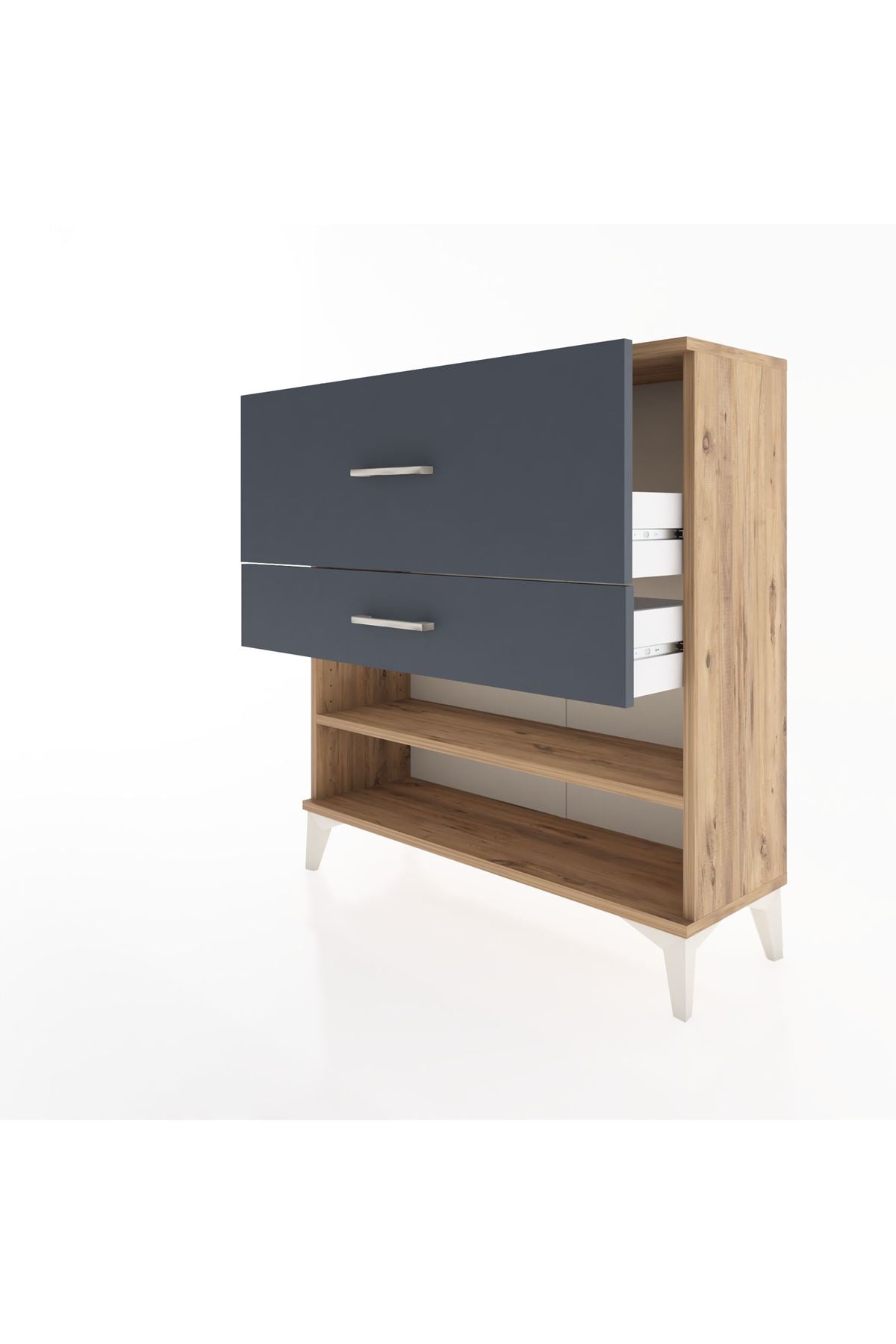 Arges Şifonyer Tek Raflı 2 Çekmeceli 88x30x96 Çam-Antrasit