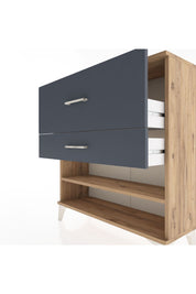 Arges Şifonyer Tek Raflı 2 Çekmeceli 88x30x96 Çam-Antrasit