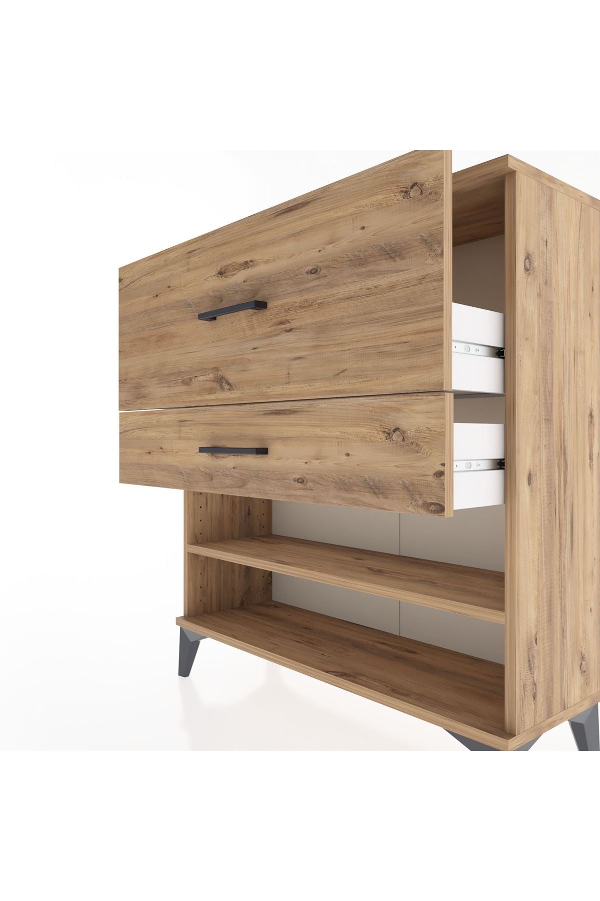 Arges Şifonyer Tek Raflı 2 Çekmeceli 88x30x96 Çam-Çam