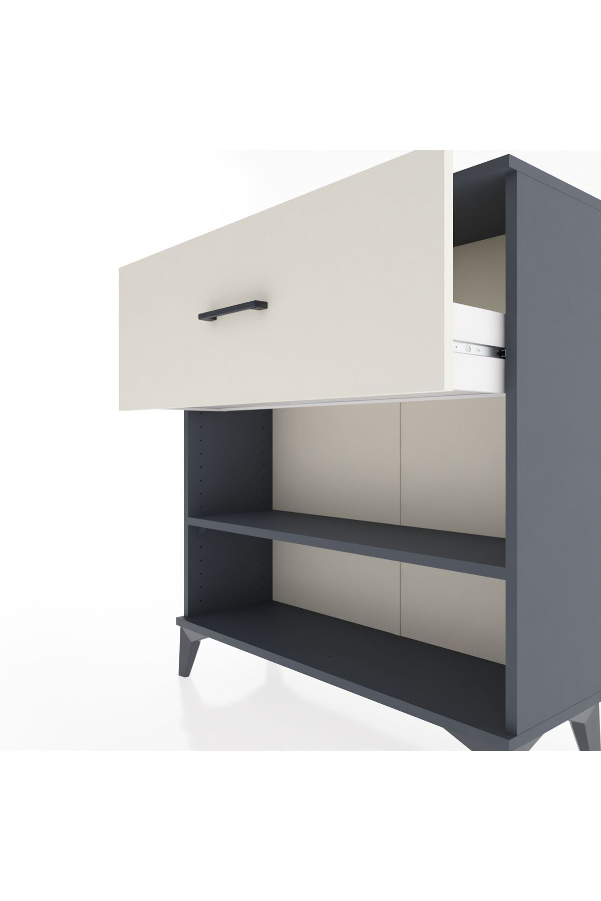 Arges Şifonyer Tek Raflı Tek Çekmeceli 88x30x96 Antrasit-Aytaşı