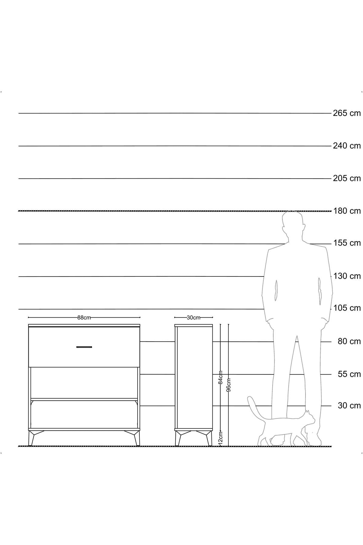 Arges Şifonyer Tek Raflı Tek Çekmeceli 88x30x96 Antrasit-Aytaşı