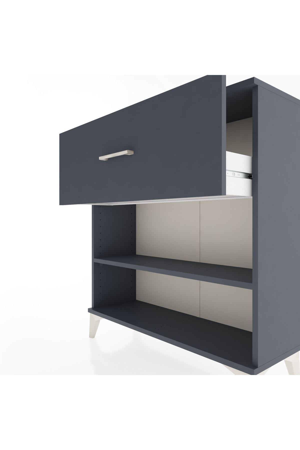 Arges Şifonyer Tek Raflı Tek Çekmeceli 88x30x96 Antrasit-Antrasit
