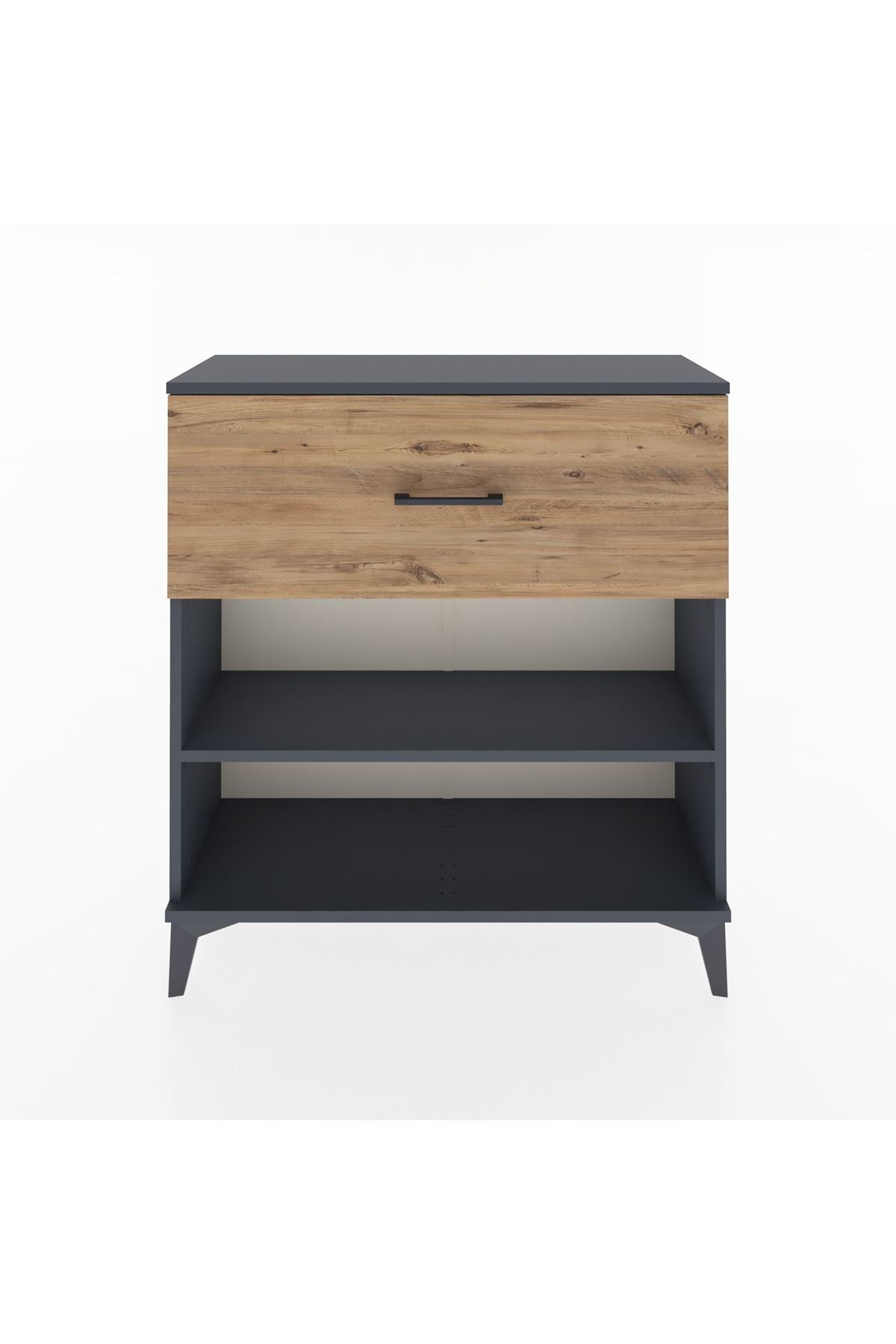 Arges Şifonyer Tek Raflı Tek Çekmeceli 88x30x96 Antrasit-Çam