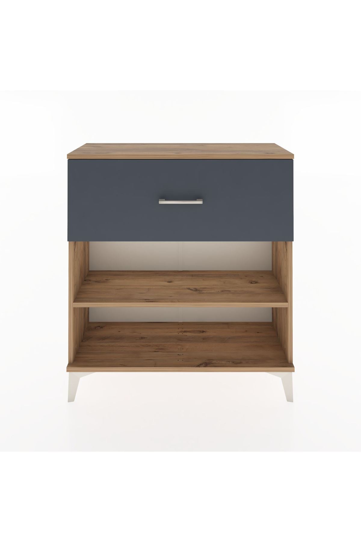 Arges Şifonyer Tek Raflı Tek Çekmeceli 88x30x96 Çam-Antrasit