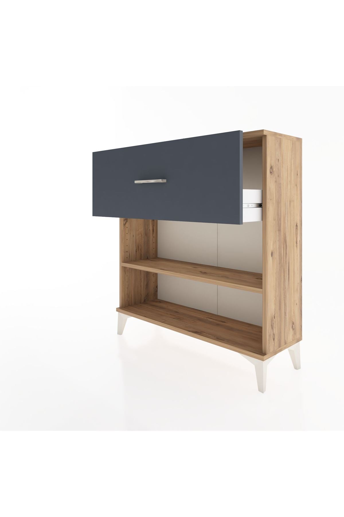 Arges Şifonyer Tek Raflı Tek Çekmeceli 88x30x96 Çam-Antrasit