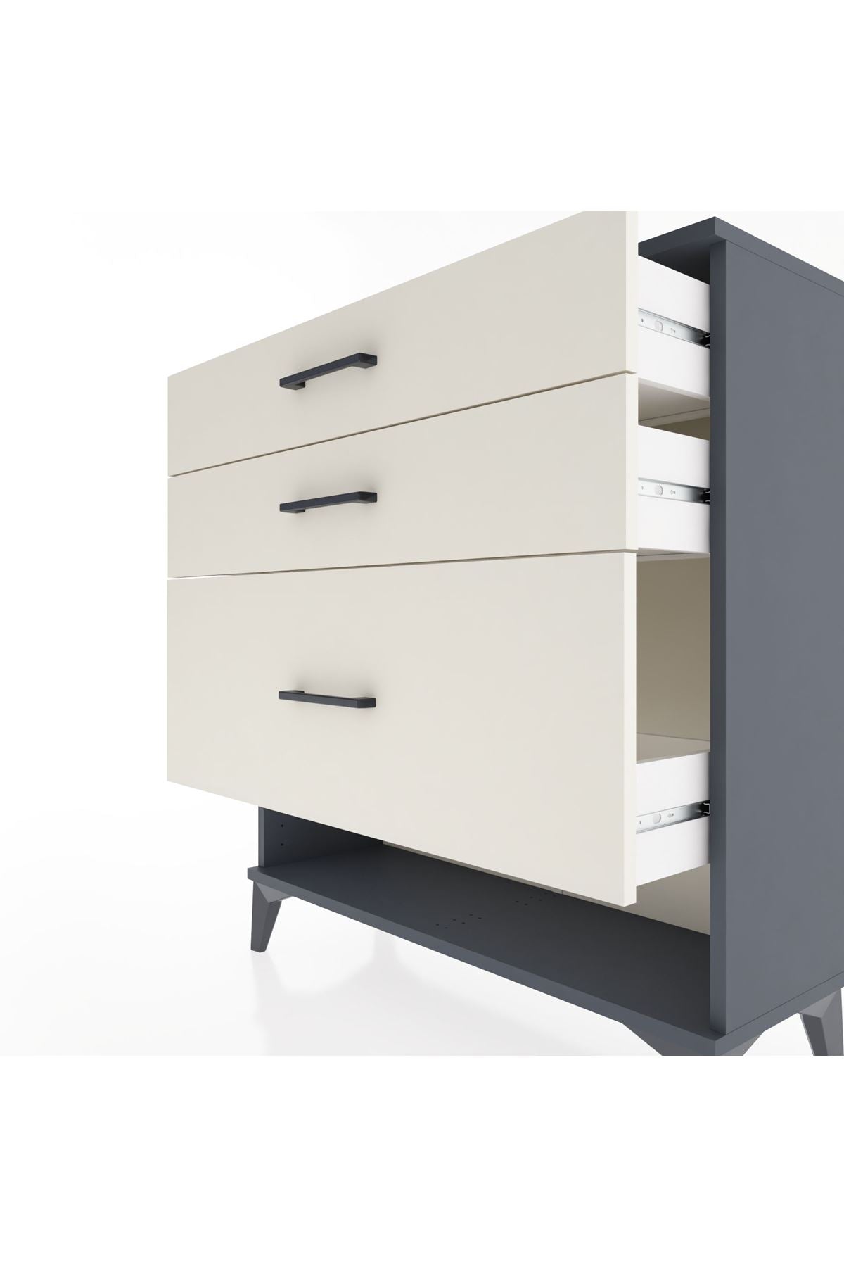 Arges Şifonyer 3 Çekmeceli 88x30x96 Antrasit-Aytaşı