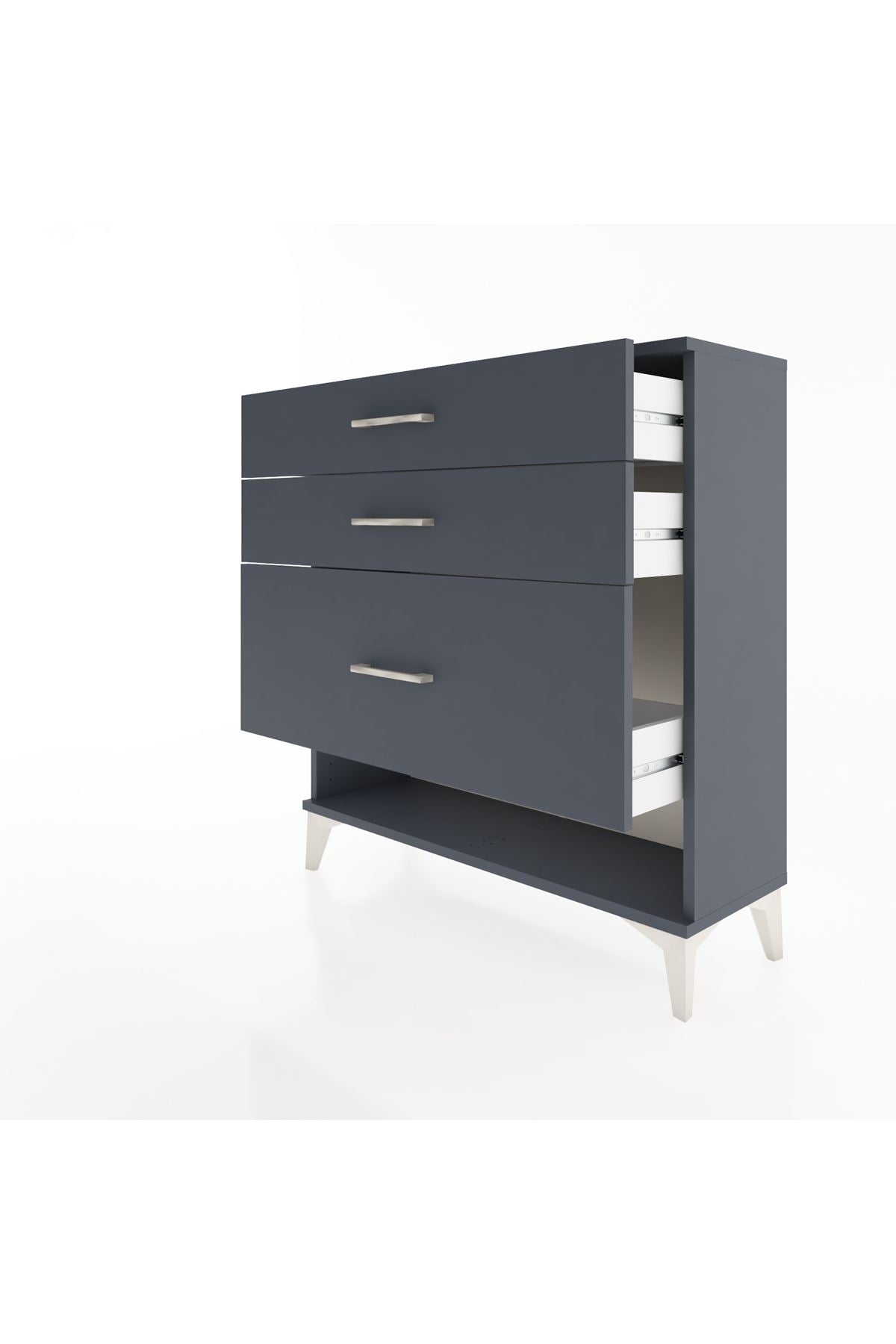 Arges Şifonyer 3 Çekmeceli 88x30x96 Antrasit-Antrasit