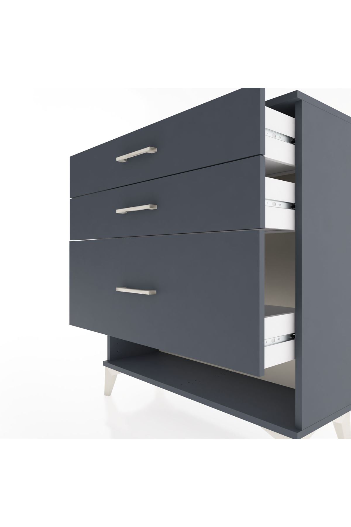 Arges Şifonyer 3 Çekmeceli 88x30x96 Antrasit-Antrasit