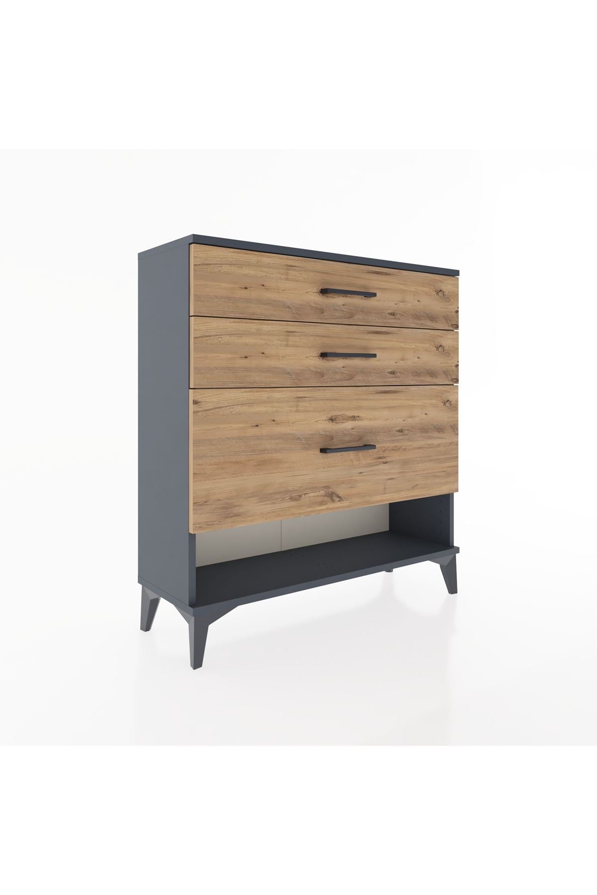 Arges Şifonyer 3 Çekmeceli 88x30x96 Antrasit-Çam