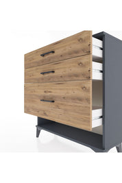 Arges Şifonyer 3 Çekmeceli 88x30x96 Antrasit-Çam