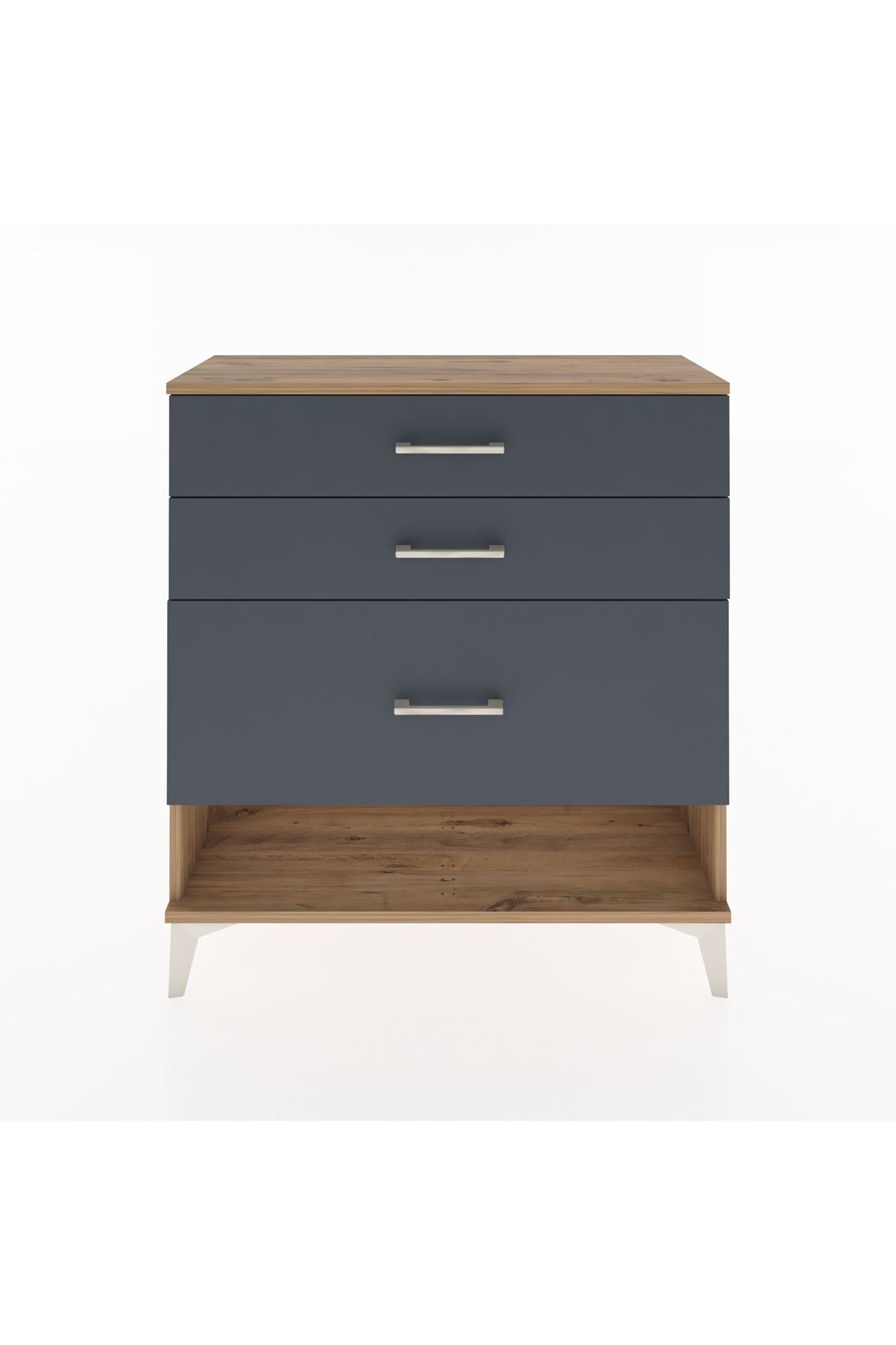 Arges Şifonyer 3 Çekmeceli 88x30x96 Çam-Antrasit