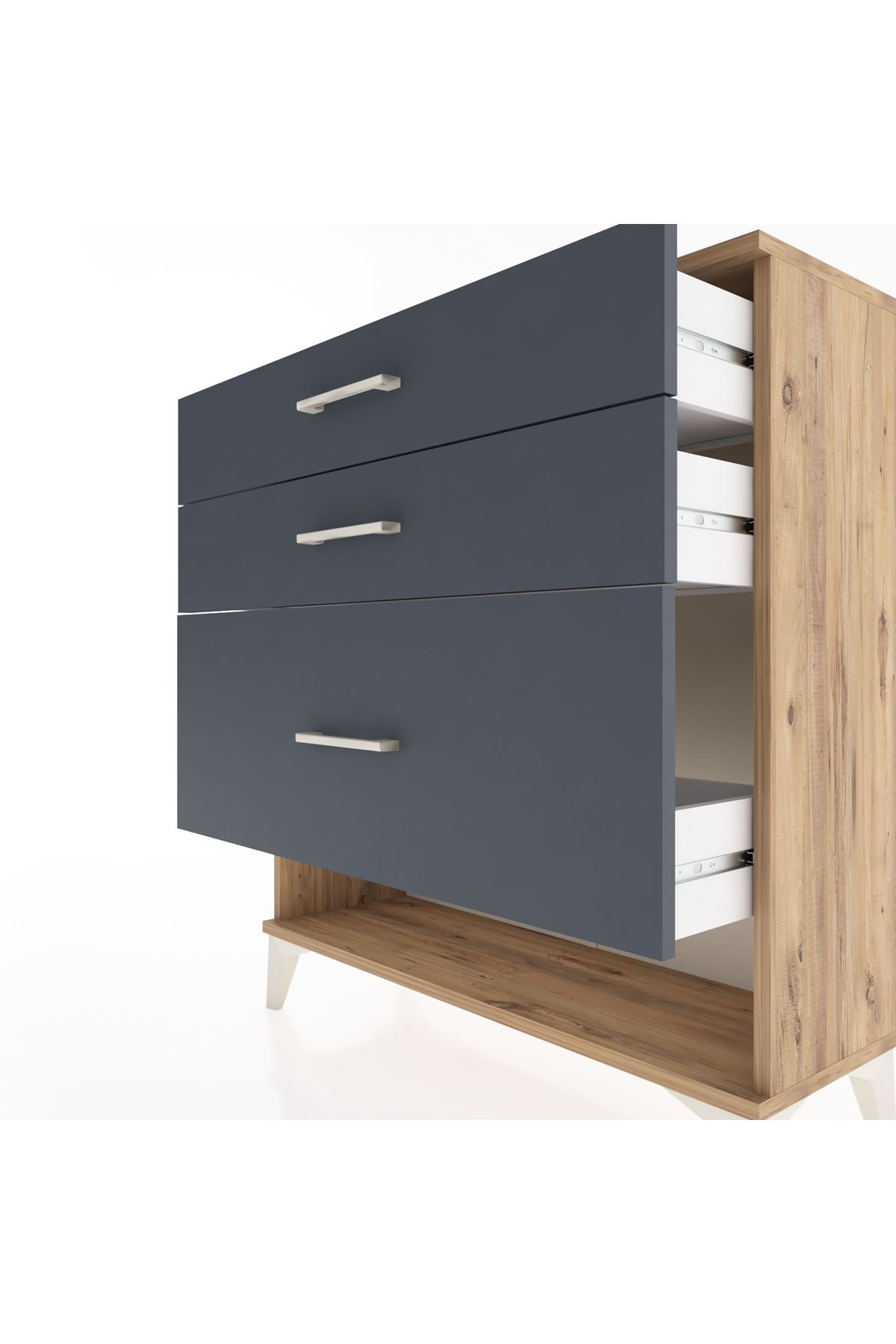 Arges Şifonyer 3 Çekmeceli 88x30x96 Çam-Antrasit