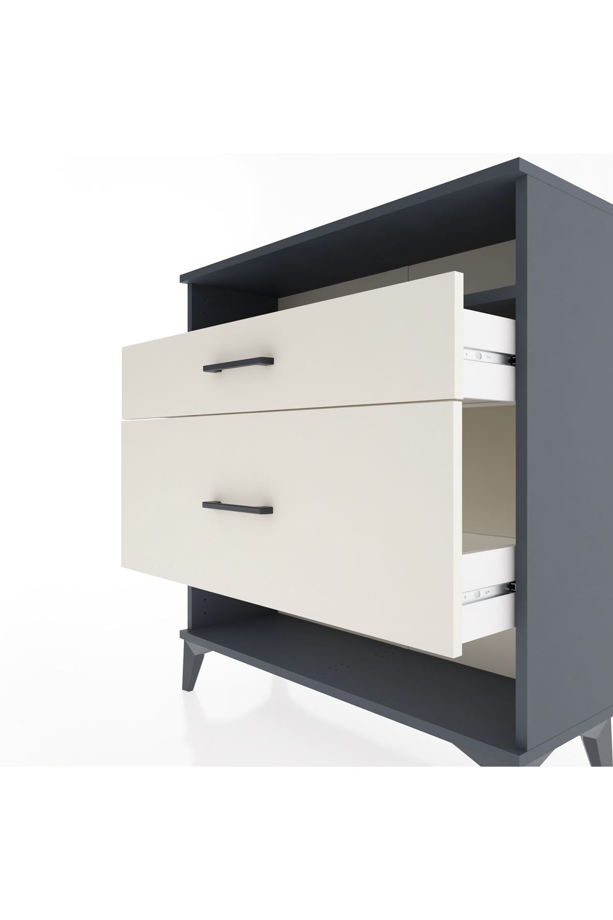 Arges Şifonyer Tek Raflı 2 Çekmeceli 88x30x96 Antrasit-Aytaşı