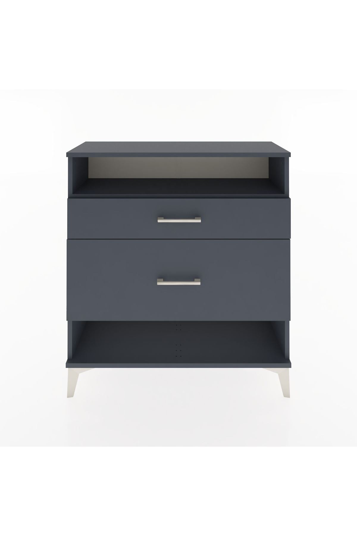 Arges Şifonyer Tek Raflı 2 Çekmeceli 88x30x96 Antrasit-Antrasit