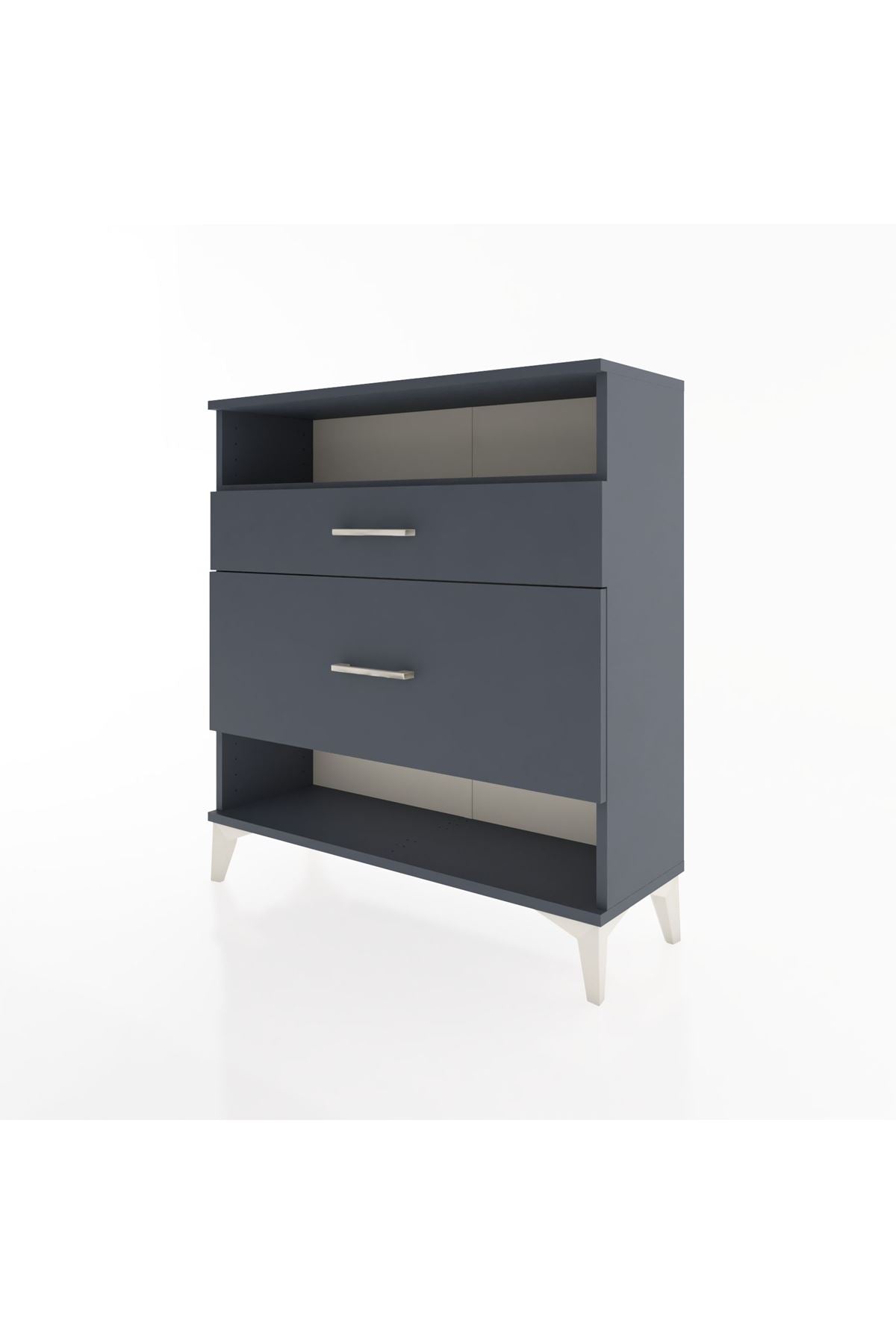 Arges Şifonyer Tek Raflı 2 Çekmeceli 88x30x96 Antrasit-Antrasit