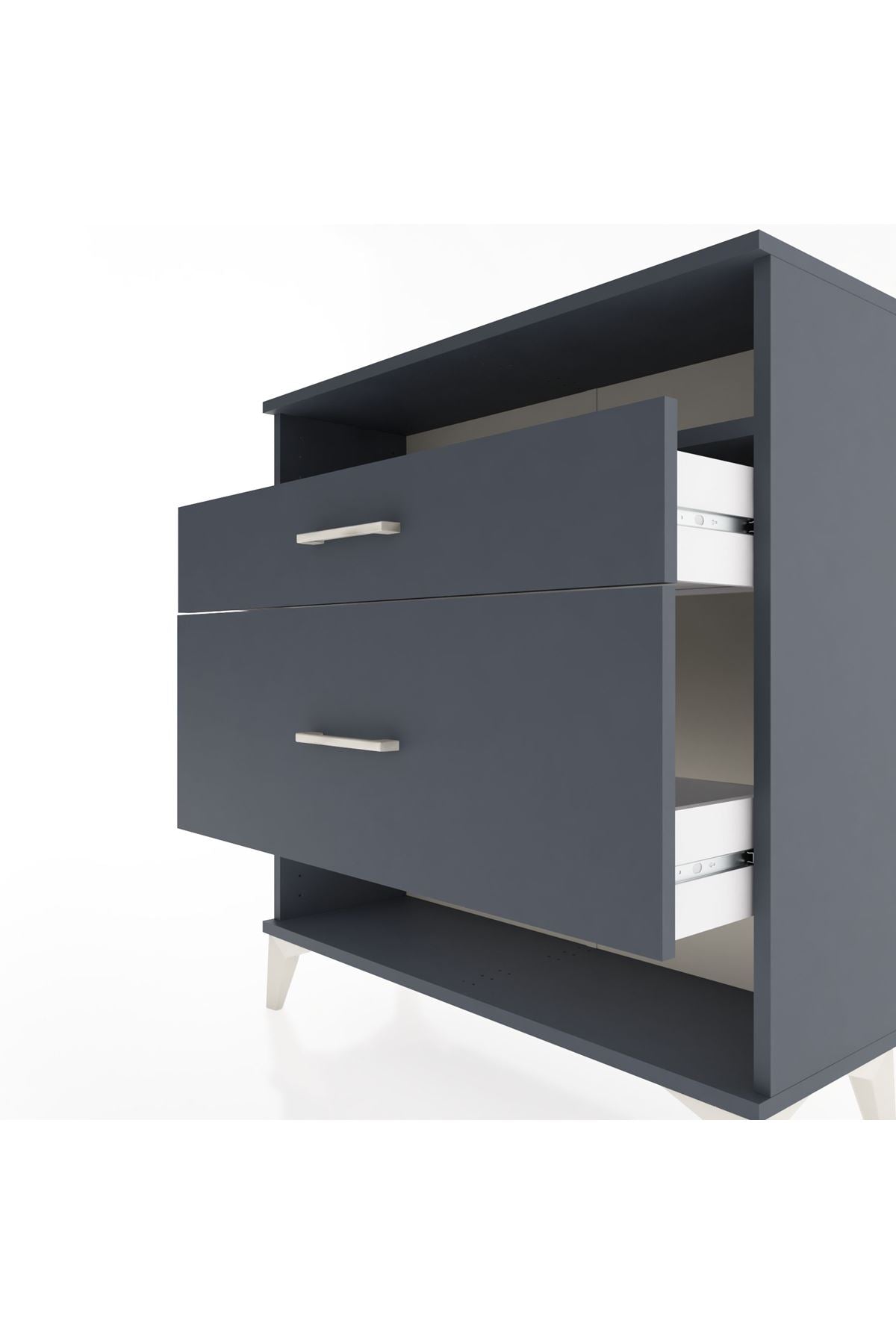 Arges Şifonyer Tek Raflı 2 Çekmeceli 88x30x96 Antrasit-Antrasit