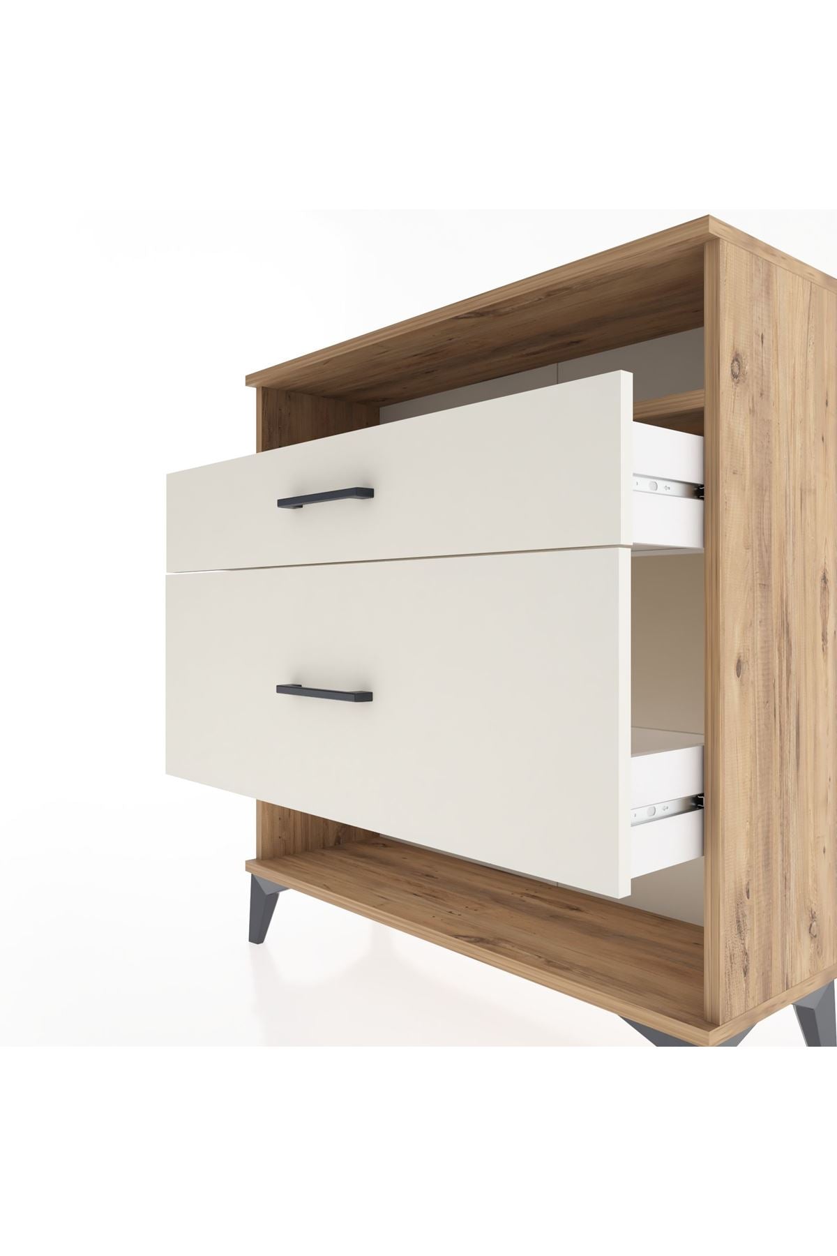 Arges Şifonyer Tek Raflı 2 Çekmeceli 88x30x96 Çam-Aytaşı